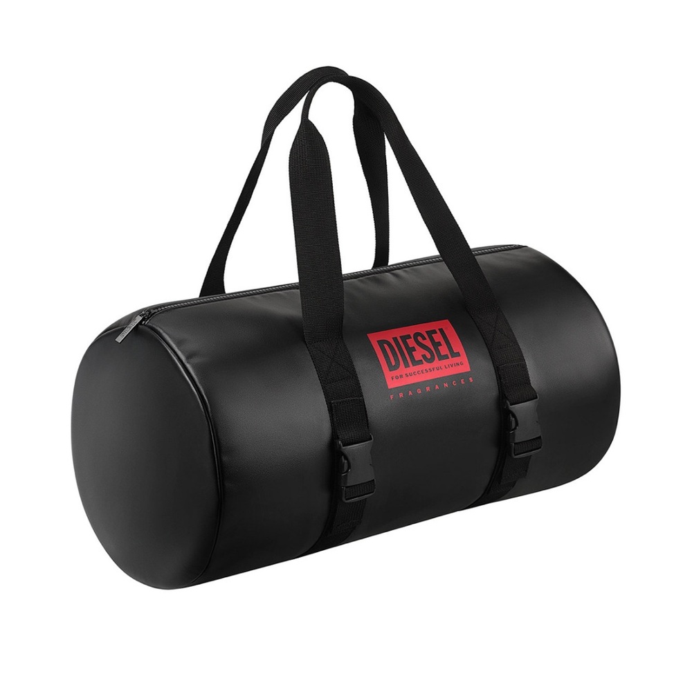 Diesel Black Duffel Bag with Red Logo